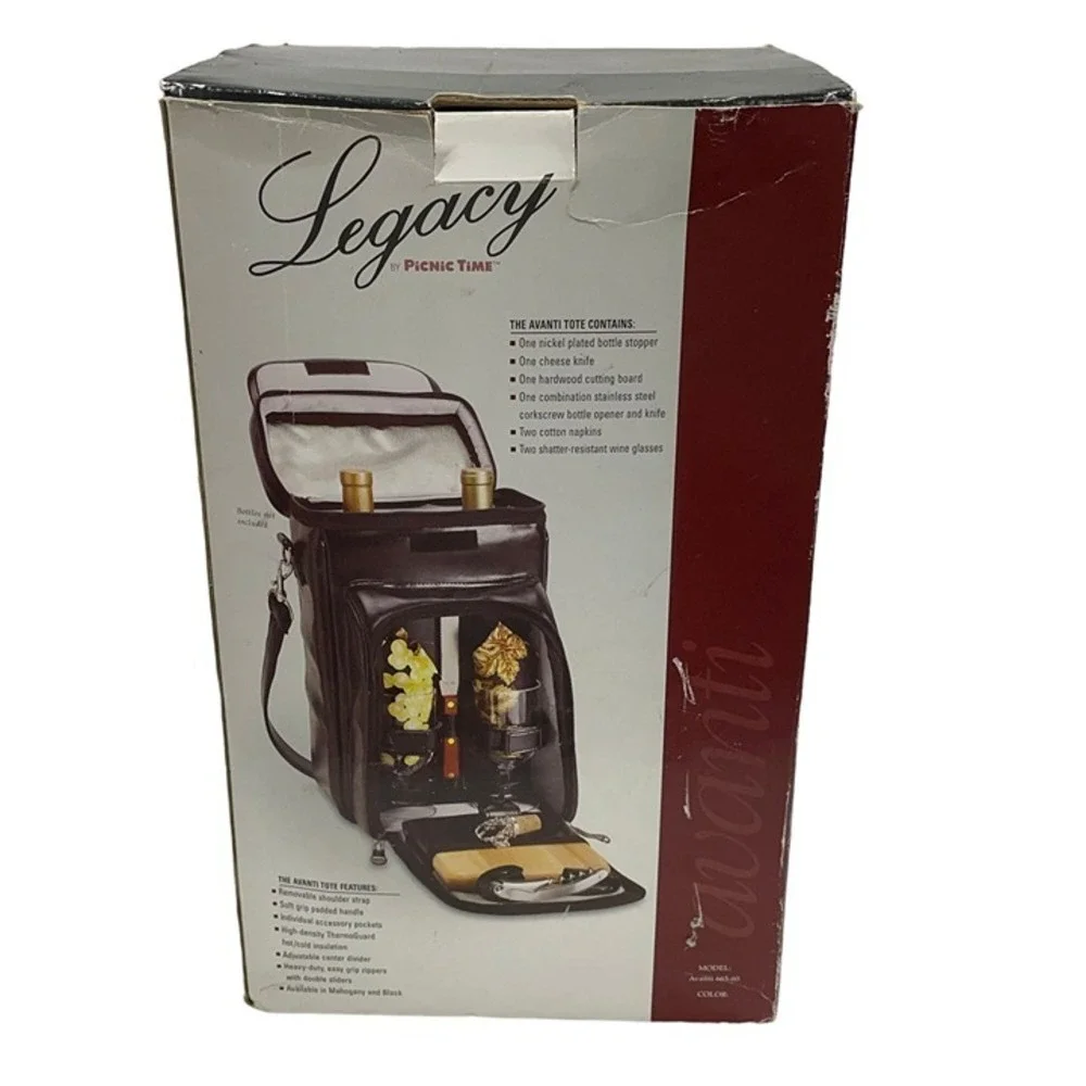 Avanti Legacy by Picnic Time Cheese And Wine Leatherette Bag With Glasses‎ Tools